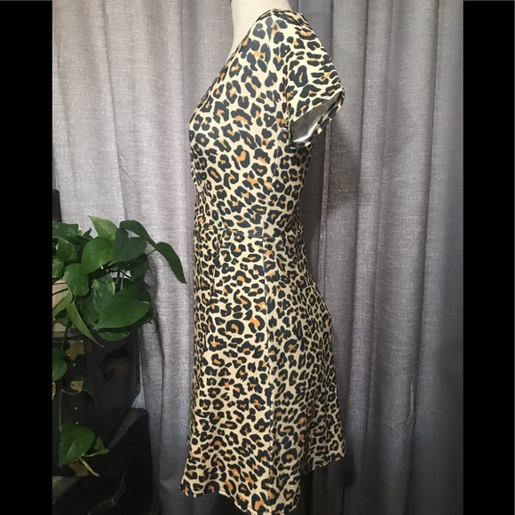 LASULA Leopard attached mock wrap v neck dress 8 - Picture 2 of 8
